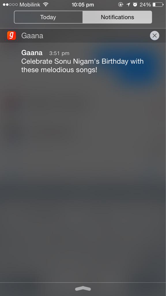 Gaana App informs tht it\s birthday, happy to u :-) my absolute fav. is this one  