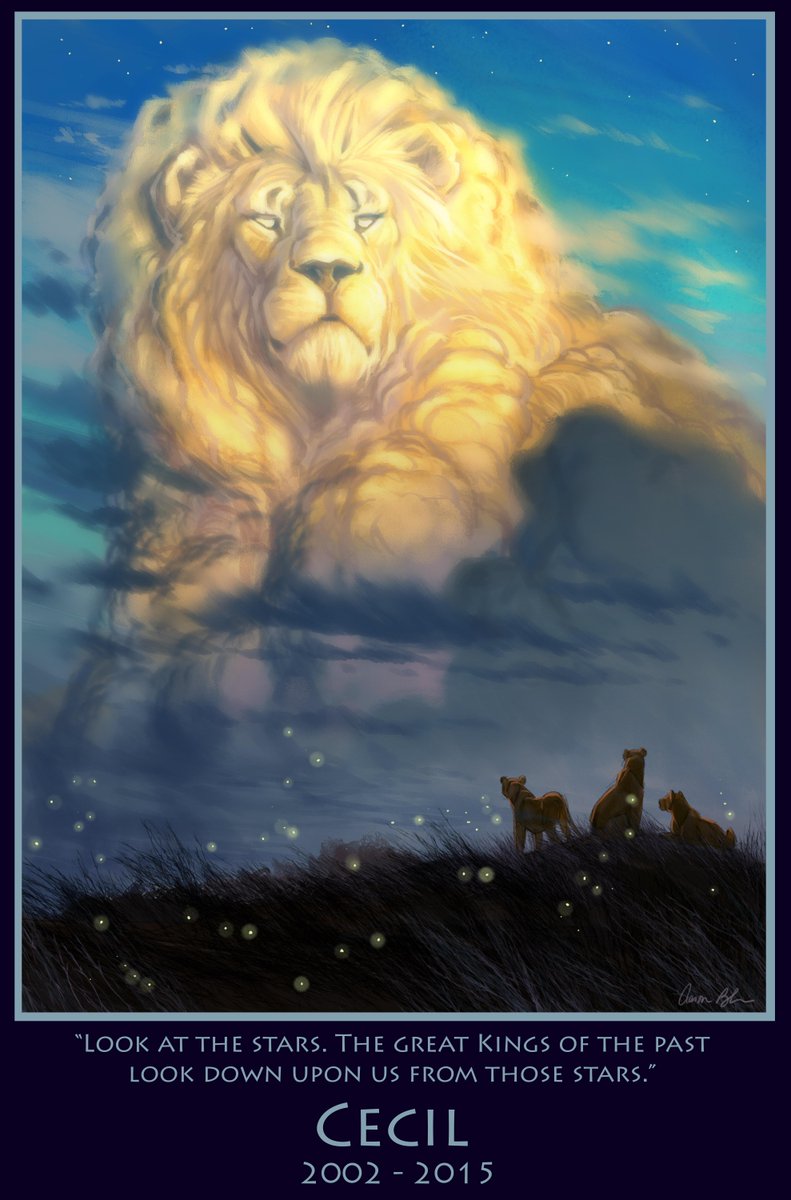AaronBlaiseArt's tweet photo. My homage to Cecil. http://t.co/aYAcPiZRNL