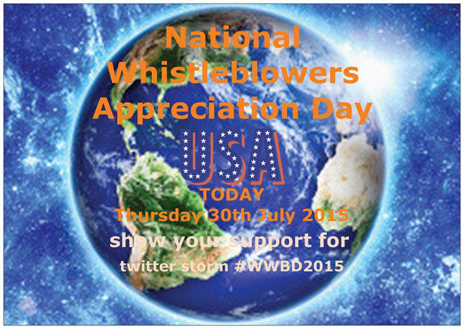 WWBD2015's tweet photo. @HelpSnowden
twitterstorm> #WWBD2015 Support Whistleblowers 
TODAY IS NATIONAL WHISTLEBLOWERS APPRECIATION DAY IN USA http://t.co/hfI12N4KKV