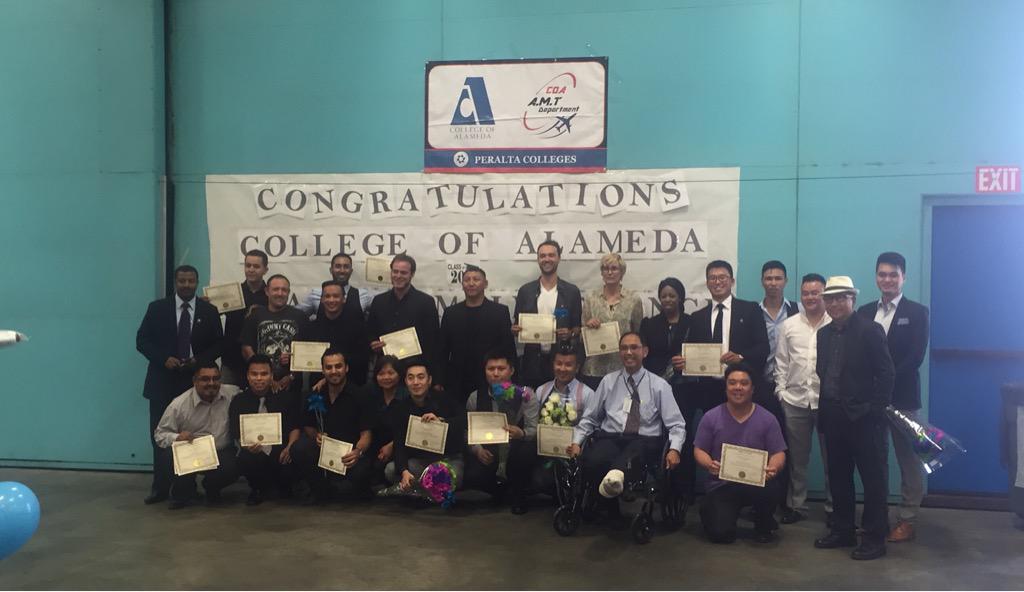 PerlasChar's tweet photo. @CollegeAlameda Aviation Maintenance Technician Program Class of 2015!!! Congratulations! #SoProud #AMTgrads http://t.co/UzFWKkwYTy