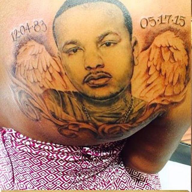 TMI_Influence's tweet photo. #Chinx wife finished up her tattoo. #TMI #TMIUpdate #TheMorningInfluence http://t.co/azYgy3IjR7