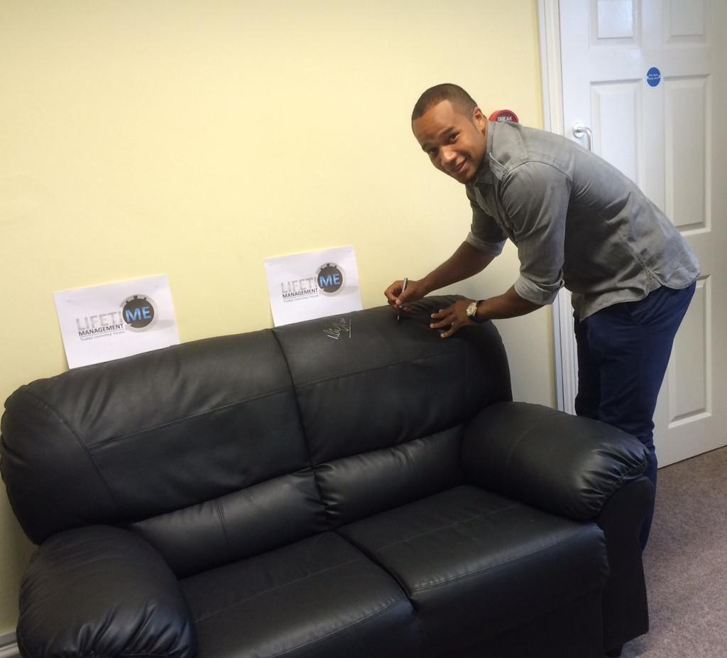 LifetimeSport's tweet photo. Lifetime meet Vadis Odjidja-Ofoe today adding his autograph to #signthesofa #NCFC #lifetimefoundation thanks Vadis http://t.co/DiD8w1AGuu