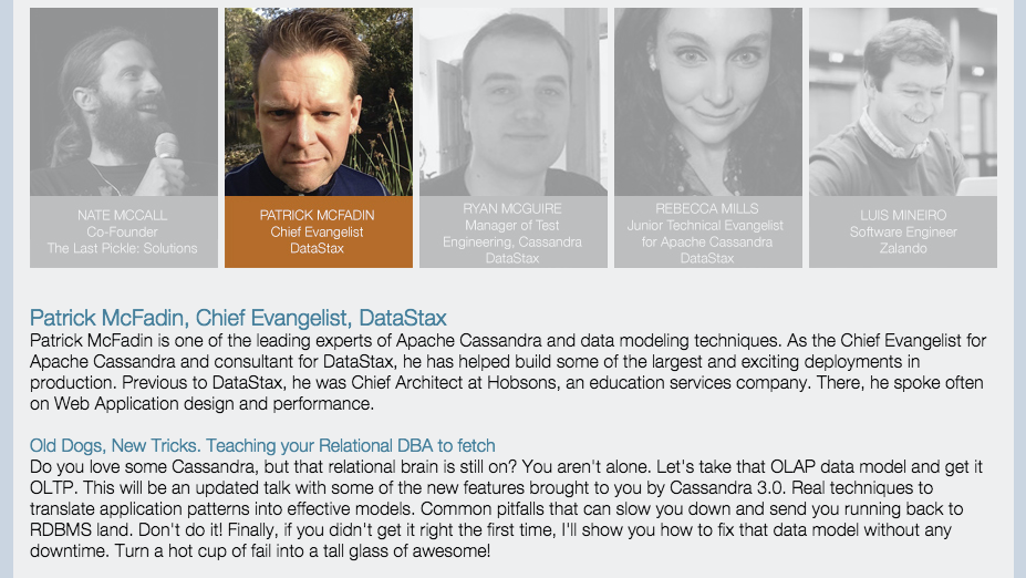 susie777's tweet photo. My favorite title at #CassandraSummit: Old Dogs, New Tricks. Teaching your Relational DB to Fetch! #hightechhumor http://t.co/fD1jZbi2Vq
