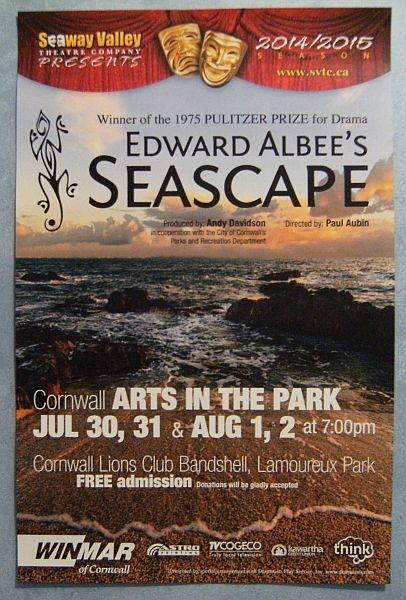 CityofCornwall's tweet photo. Enjoy live theatre in Lamoureux Park w Seascape by @CornwallSVTC. Next 4 nights part of Arts in Park! @arts_cornwall http://t.co/hfqhp3dnLG