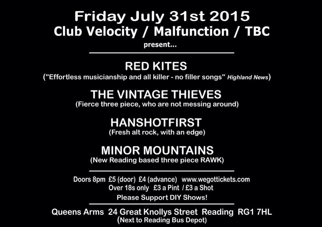 Tomorrow we are playing Reading! Doors are at 8! See you there!