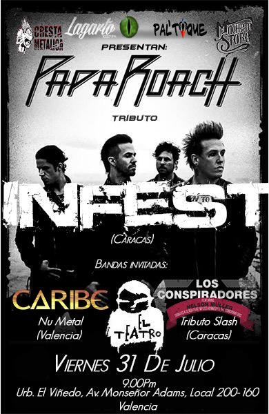 CrestaMetalica's tweet photo. #31Jul @ElTeatroBar_VLN presenta: @InfestBandVzla #Tributo a #PapaRoach + @TributeSlashVe + @CaribeOficial http://t.co/kUBVgAg9RE