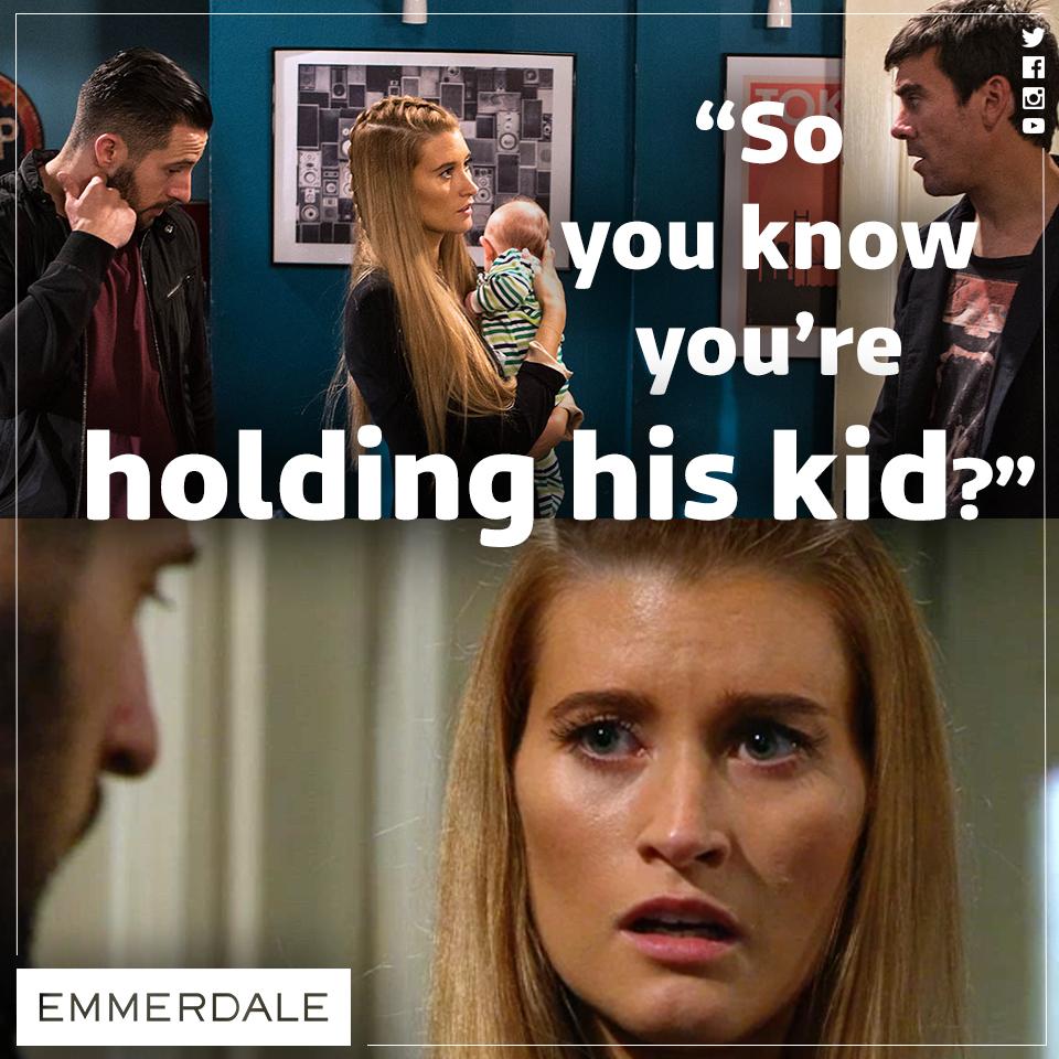 emmerdale's tweet photo. BOMBSHELL - Debbie knows Ross is the father to Moses! #WhosTheDaddy #Emmerdale http://t.co/VexonLA6rv
