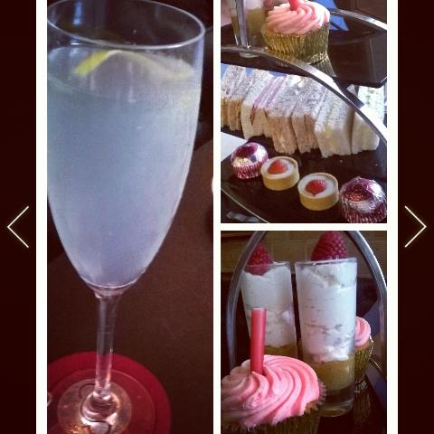LLunchtime's tweet image. Lunch at Cup Tea Lounge! Assorted sandwiches, cakes, scones, coconut tea &amp;amp; parma violets cocktail!!