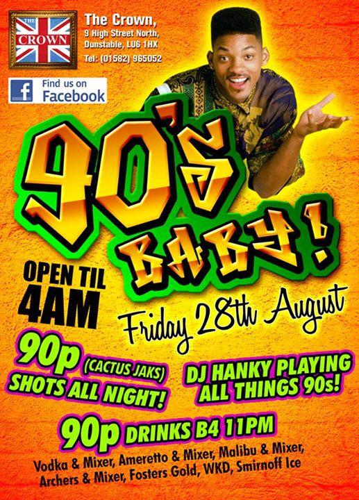 90s night ! 90p drinks!! #crownDunstable