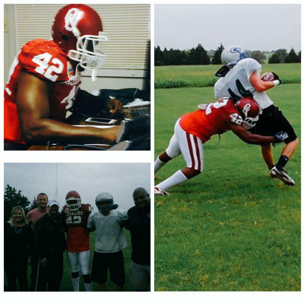 MMMGradD2's tweet photo. #tbt to one year ago today the Oklahoma Drill with @Rufus_Alexander! @AllmericanMayes @Colby_Daniels @CaraRice107 http://t.co/YnfZpDLZso