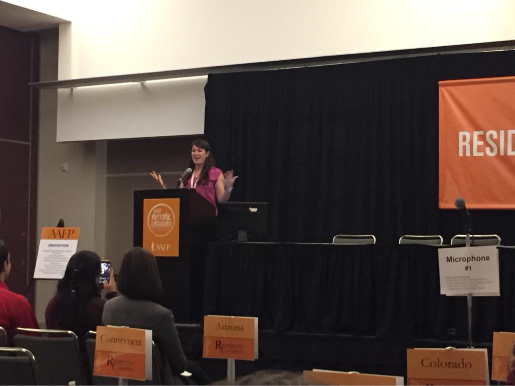 elizabeth_wiley's tweet photo. Dr M. Henney (Heck) presenting #COCPD report - emphasizing role of resolutions in shaping @AAFPFMX #AAFPNC http://t.co/BYwSRbDzwv