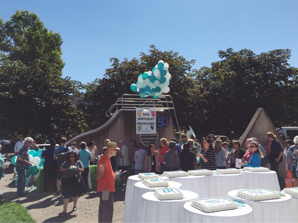 kpwashington's tweet photo. Celebrating #MedicareAt50 with cake and live music performed by the @AllCityBand at @grouphealth Capitol Hill! http://t.co/Ak9P2vjrV5