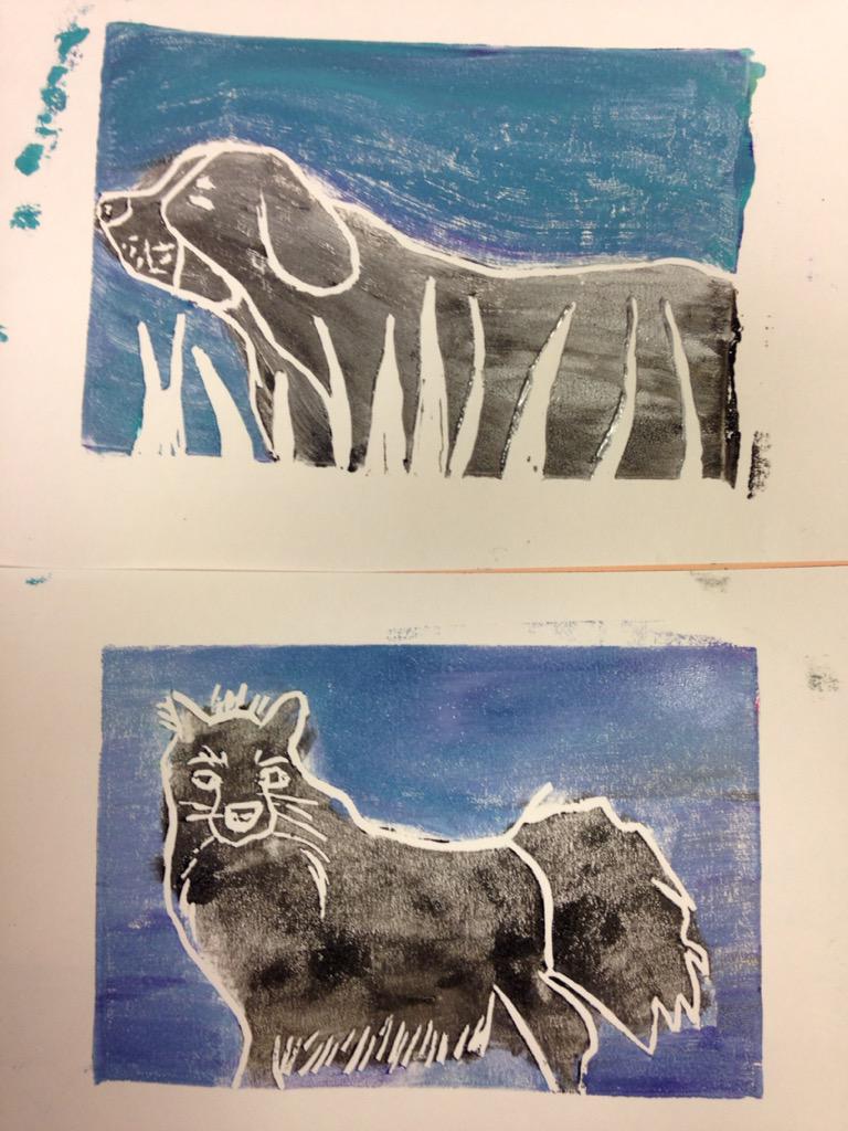 KlmausMaus's tweet photo. Block printing...and yes elementary kids did these! #elementaryartcamp #amazingkids @LCABULLDOGS http://t.co/Qw5mitAiNy