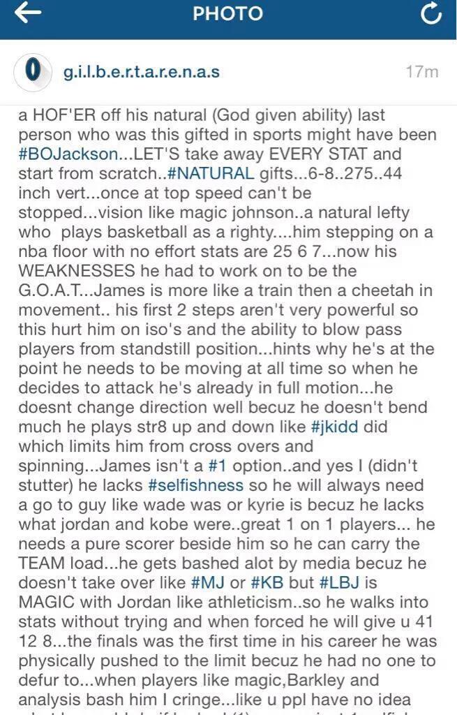 TheDunkCentral's tweet photo. Gilbert Arenas on LeBron James http://t.co/5okT1m9z6S