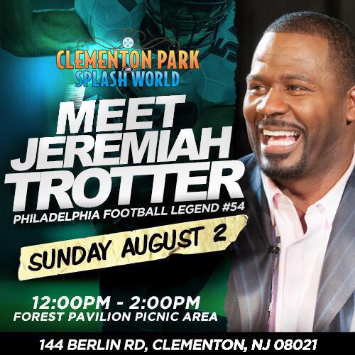 ClementonPark's tweet photo. Join us this Sunday and meet @JTrotter_54! Season Passholders get special meet & greet time 12-1pm! #SPAppreciation http://t.co/9oD2LlNF27