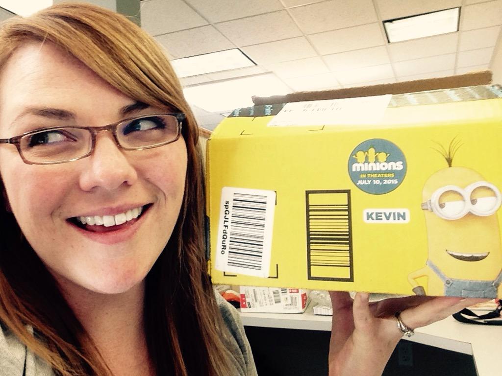 japechmann's tweet photo. Kevin and I, we totally get each other. Thanks @amazon for your #MinionsBoxes, they make my day! http://t.co/eoiVifPoSY