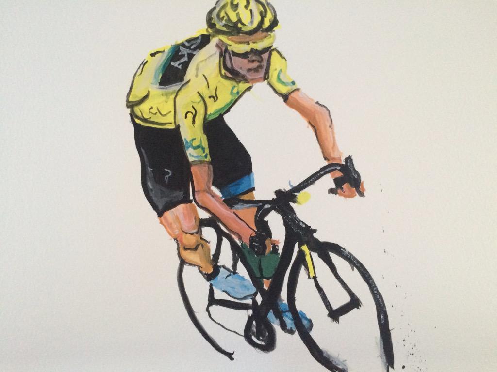 henryfraser0's tweet image. Only able to paint using my mouth, my latest painting.

This time it&apos;s two time Tour de France winner @chrisfroome.