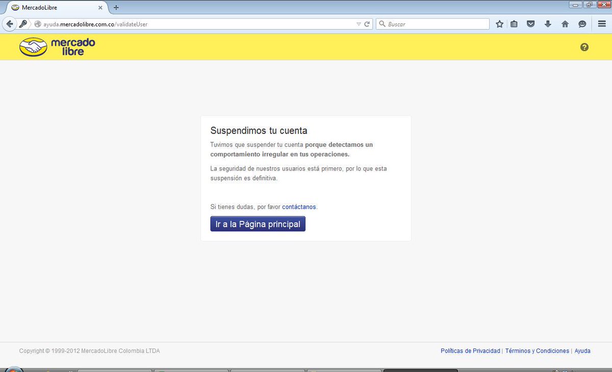 MercadoLibre on Twitter: "¿Tenes tu cuenta inhabilitada o suspendida?  Resuelvelo aquí http://t.co/umdekqMCat #ConsejosML"