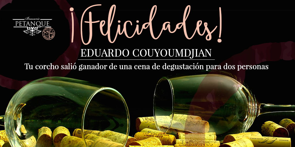 PetanqueSCL's tweet photo. ¡Felicidades Eduardo! Ganaste una cena de degustación para 2 por participar con tu corcho y tus datos, ¡Te esperamos! http://t.co/ffjNbdVkuC