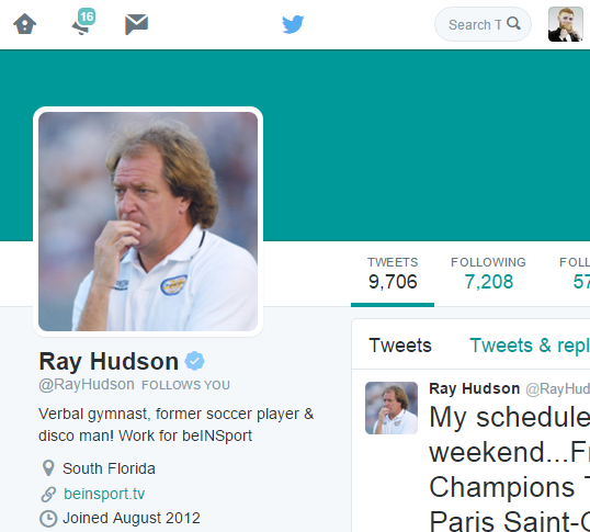 Nick28T's tweet photo. The Eric Cantona of commentators, @RayHudson is a beaut <3 http://t.co/dhgSAZxkOY