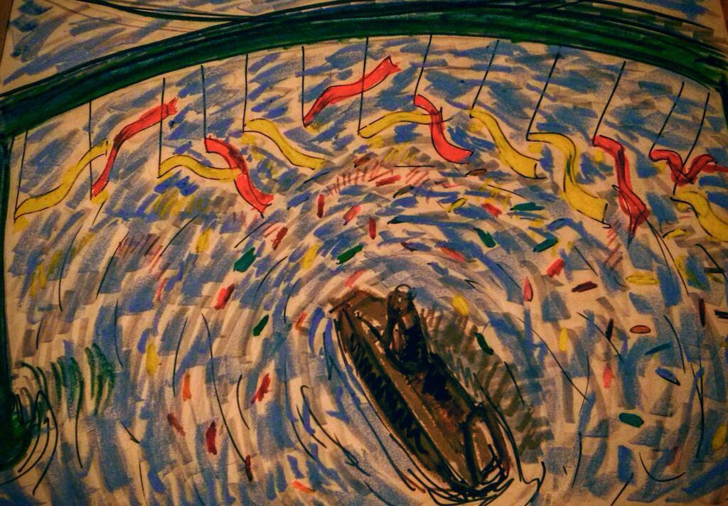 collinrees's tweet image. Beautiful rendition from @courtenay_lewis of #ShellNo heroics, fighting for future of Arctic &amp;amp; planet. #PDXvsShell