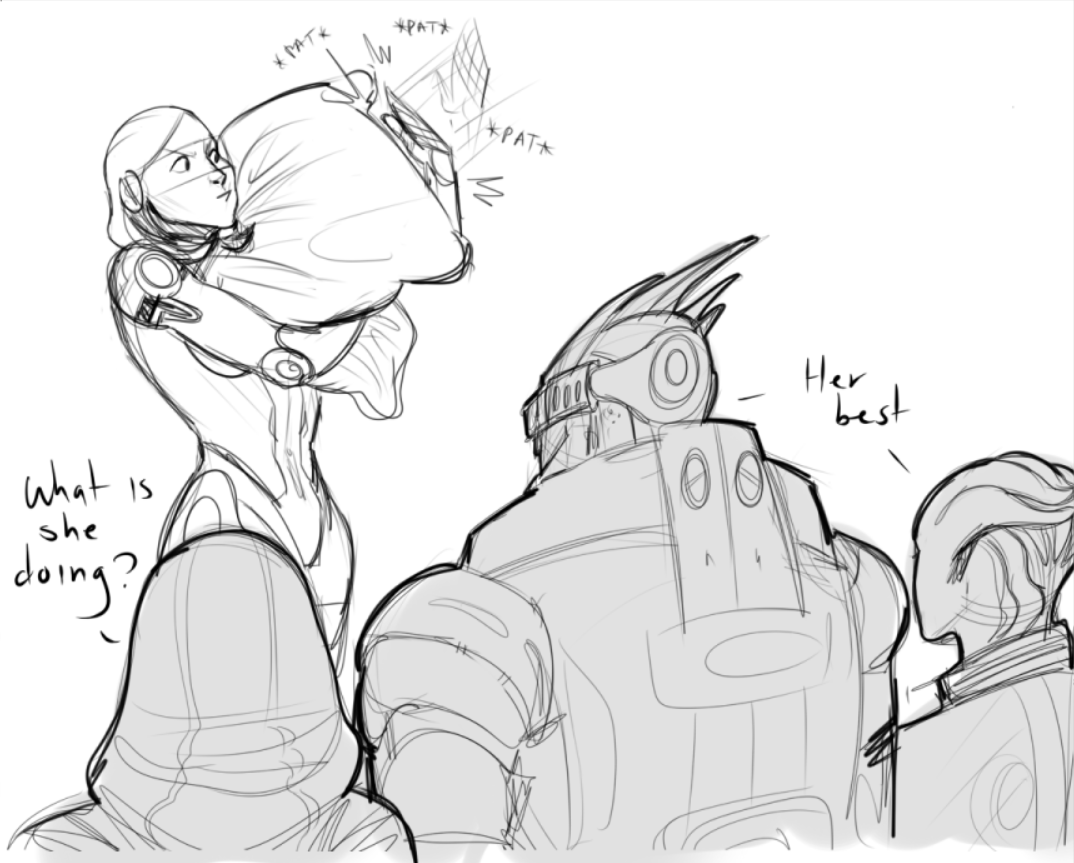 Hugging 101 with EDI to cope with the sadness this game has caused me in my heart region 