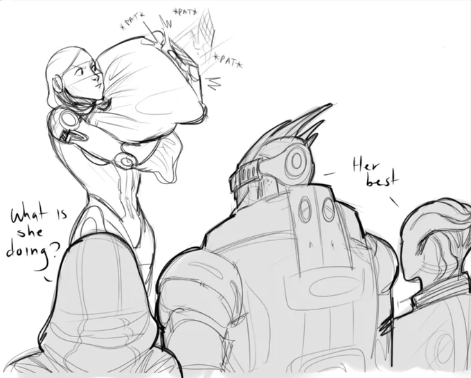 Hugging 101 with EDI to cope with the sadness this game has caused me in my heart region 