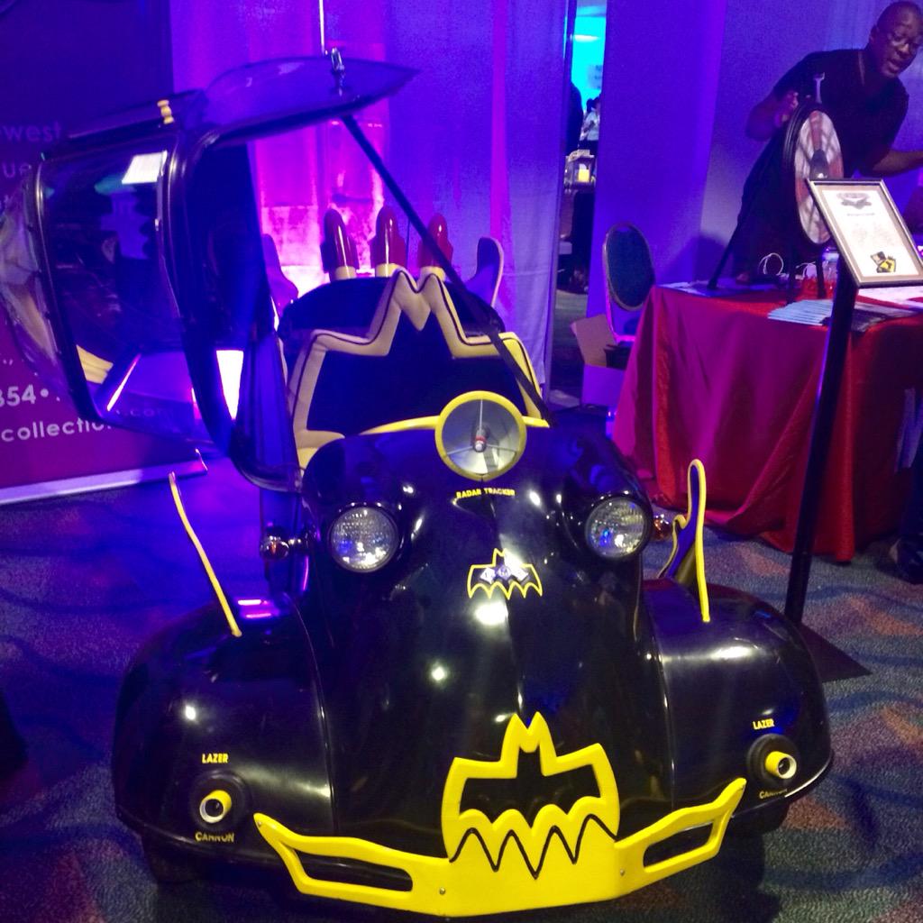 NewTimesStreet's tweet photo. Our new whip... Thanks to @miamiautomuseum for bringing the Messerschmitt Batmobile to #IronForkMIA! #miamiautomuseum http://t.co/9lTscYn3iE