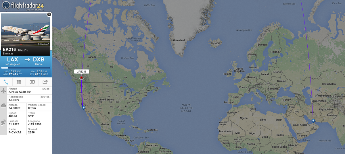 Why is a flight from Los Angeles to Dubai heading due north, you ask