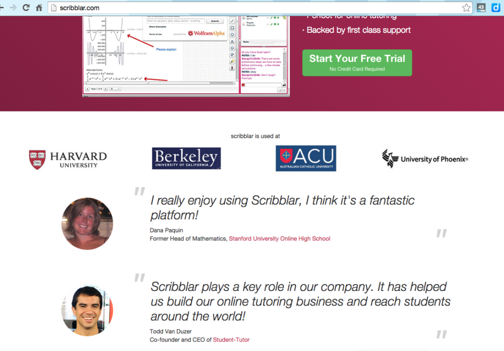 StudentTutorUSA's tweet image. So cool! Our CEO now appears on the homepage of @scribblar giving a testimonial. We really do love the platform!