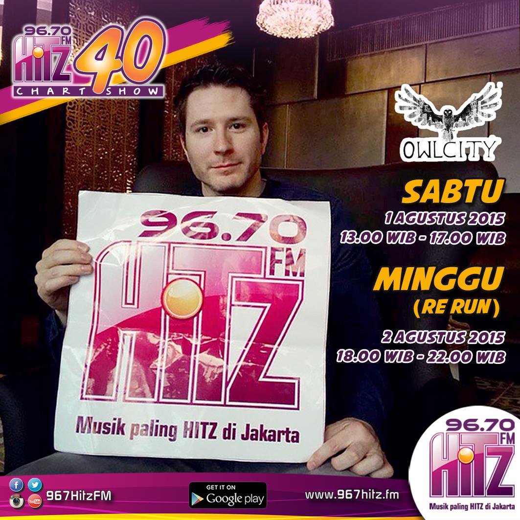 967HitzFM's tweet photo. Dengerin #HITZ40 besok bareng @RezaAlqadri yang bakal interview @owlcity ! Cc : @OwlCityIndo http://t.co/6NQWzQQfyO