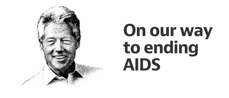 UNAIDS's tweet photo. 'On our way to ending AIDS' @billclinton's piece on lessons learned during the #AIDS response http://t.co/WWrkHUvT25 http://t.co/qlpoU5SDvb