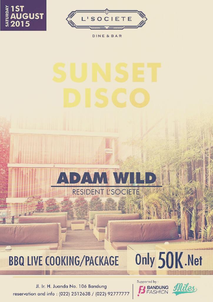 This Saturday 1st August 2015 <a href="/LSOCIETE/">L'SOCIETE DINE & BAR</a>  !!

SUNSET DISCO 
start 4pm
Free Entry !!