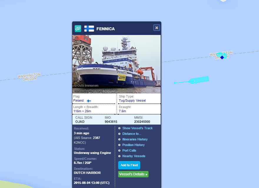 PortlandORScan's tweet image. Quick Update: Fennica now just 13.2 NM from the Astoria-Megler Bridge #ShellNo #ShellNoPDX