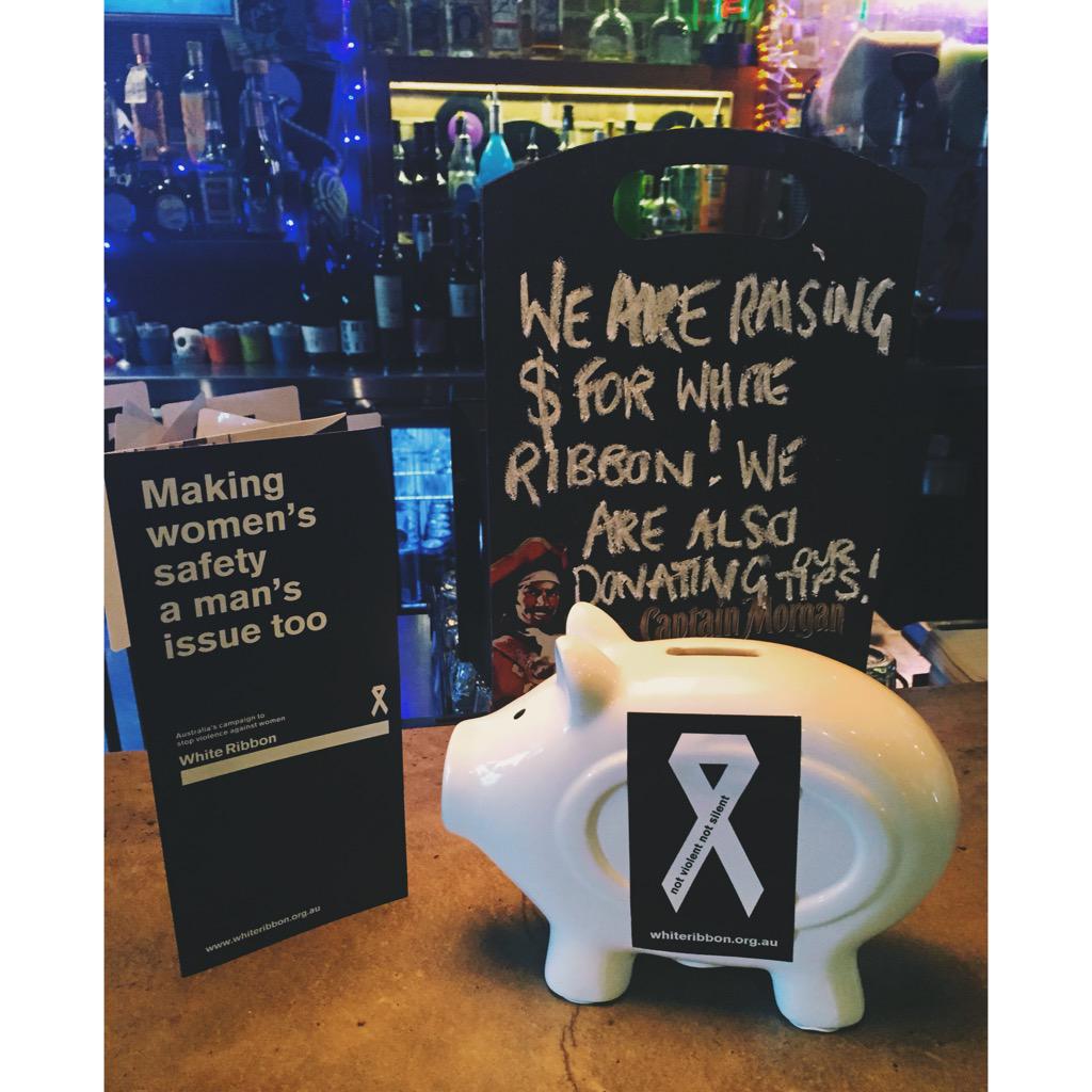 Cocugroup's tweet photo. The donation stations have been set up! Happy hour running now 4-6pm PLUS cocktail specials 7-9pm! #WhiteRibbonNight http://t.co/EBRQULmPYT