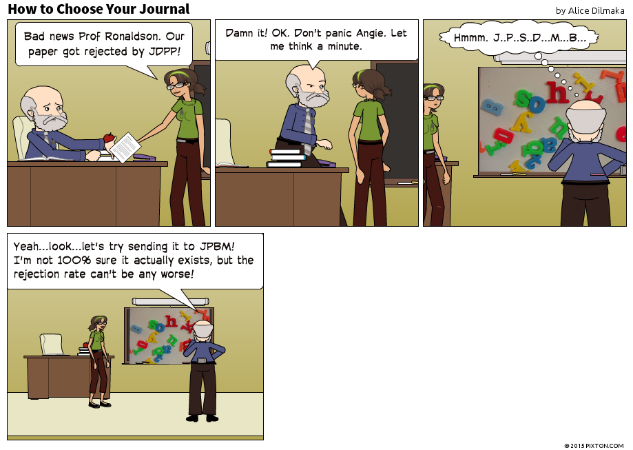 academiccomics's tweet photo. Rejected? How to Choose Your Next Journal
#Publication #Academia #AcWri #highered #PhD #phdchat #PhDForum #academia http://t.co/YDGTE7Rvyr