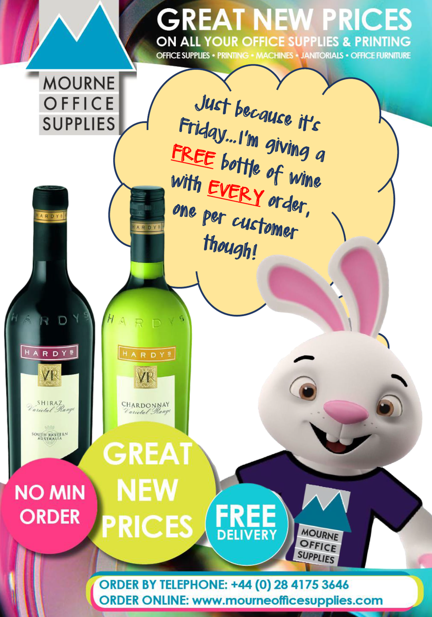 MourneOffice's tweet photo. Bunny has got that Friday feeling! @Newrychamber @NewryJC @Hello_Newry #FreeWine #EveryOrder #newryhour #hellonewry http://t.co/U5uD8KH7LX
