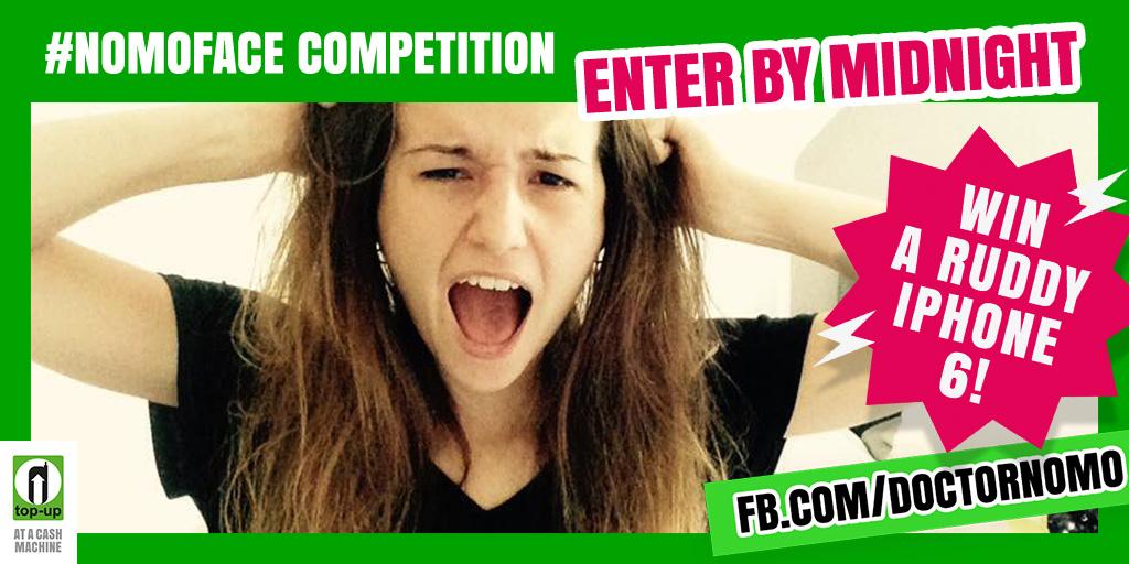 DoctorNomo's tweet photo. Entries close at midnight! NOW PANIC AND FREAK OUT!!! #iPhone #iPhone6 #nomoface #win #competition #phone #tech http://t.co/XMiW8Uf0Xc