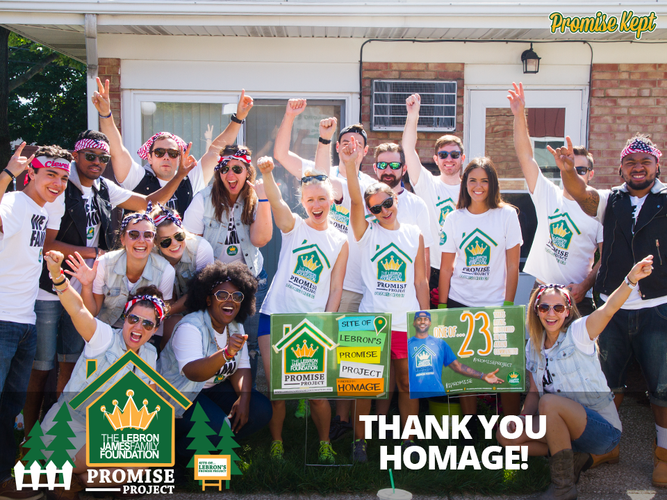 LJFamFoundation's tweet photo. Special thank you to @HOMAGE for serving our kids! #JustAKidFromAkron #PROMISEProject2 http://t.co/yzmaez7l0m