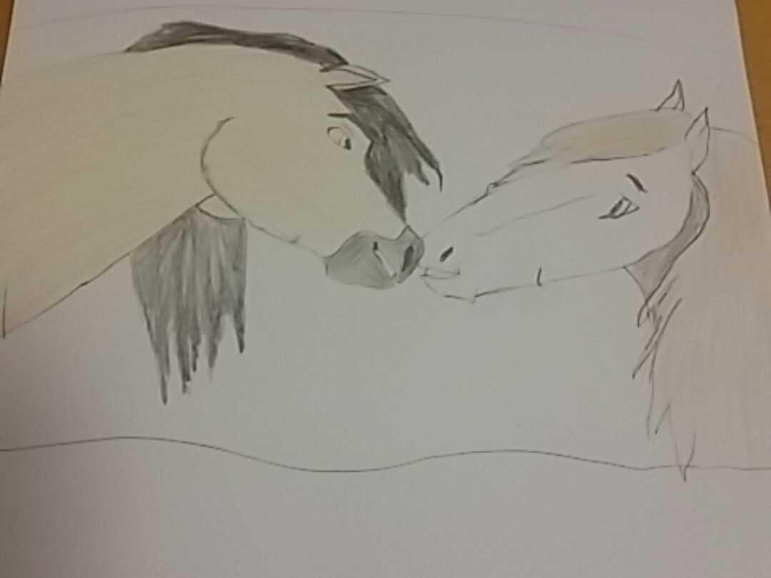 DurinSaphira's tweet photo. That's have i yesterday Drawing.  Rain and Spirit from the Movie Spirit and the last Cinamaron oder so ähnlich. http://t.co/zo7cwnwKY4