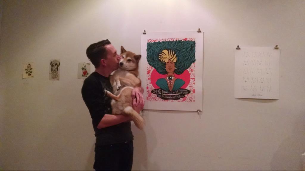 InFestDC's tweet photo. .@alexschelldorf and his pup @ 69:30 club print show #InFestDC2 http://t.co/PtIWKGyxYY