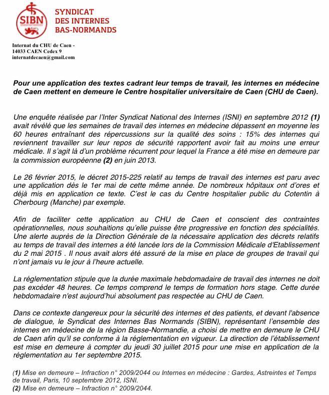 Pour une application des règles encadrant le temps de travail des internes au CHU de Caen. Cc <a href="/ISNItwit/">ISNI - InterSyndicale Nationale des Internes</a> <a href="/ISNARIMG/">ISNAR-IMG</a>