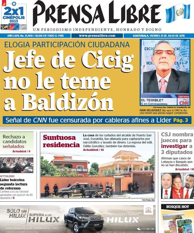 prensa_libre's tweet photo. PORTADA DE HOY: http://t.co/ILN1evGi0p