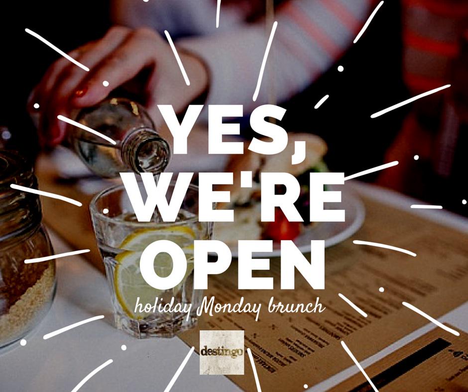 destingoTO's tweet photo. Yes. we're open on holiday Monday. Come on in for brunch! #brunch #holiday #longweekend #Monday http://t.co/h5odz9IREw
