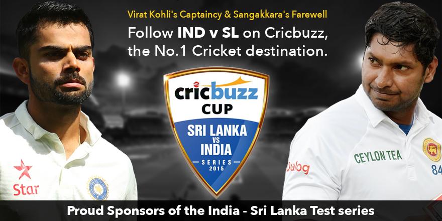 cricbuzz's tweet photo. We are happy to announce that Cricbuzz is the title sponsor of the India - Sri Lanka Test series. http://t.co/QbUIz7Wqhq
