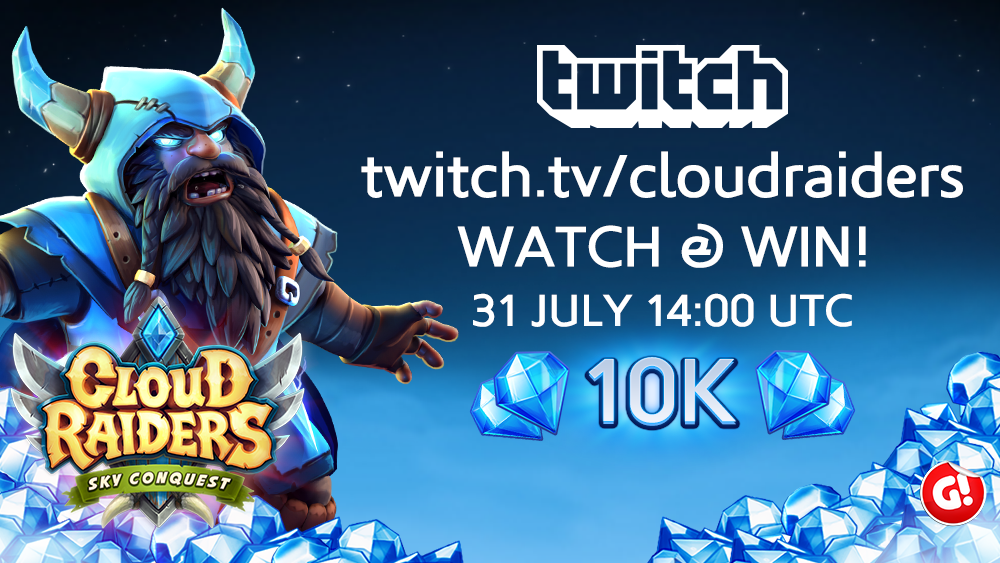 🌟EPIC PVP EVENT &amp; MASSIVE 10K 💎DIAMONDS GIVEAWAY TODAY at 14:00 UTC ➡ Tune in to twitch.tv/cloudraiders