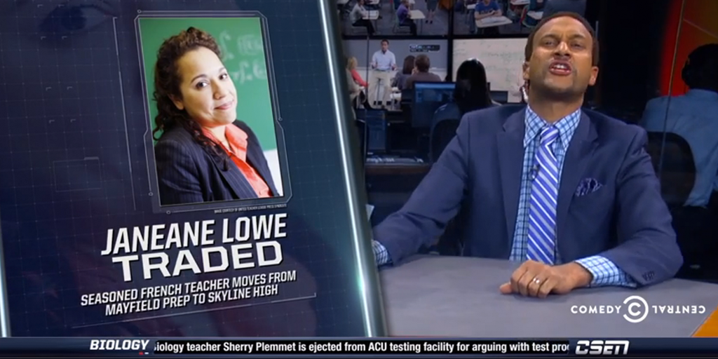 mikioherzberg's tweet photo. WATCH: Comedy Central Treats Teachers Like Professional Athletes!
http://t.co/ykryATiys4
#edchat #education #edtech http://t.co/b150Sva5JH