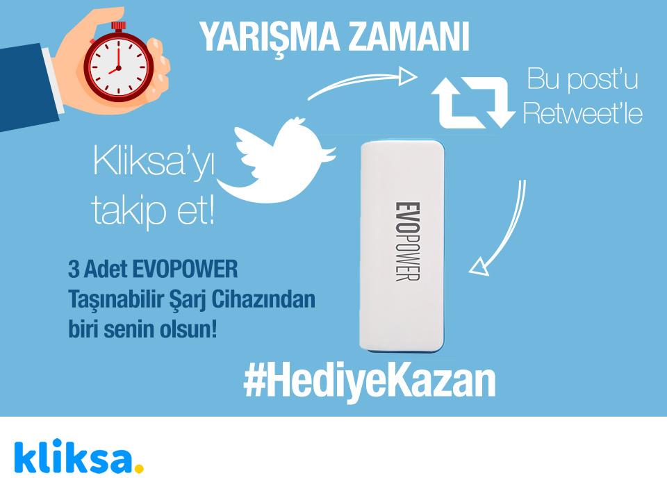 Yarışma zamanı! Kliksa'yı takip et, postu RT'le, powerbank kazanma şansı yakala! Kurallar: on.fb.me/1M19fK2