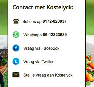 Vragen aan Kostelyck kunnen nu ook via WhatsApp gesteld worden!