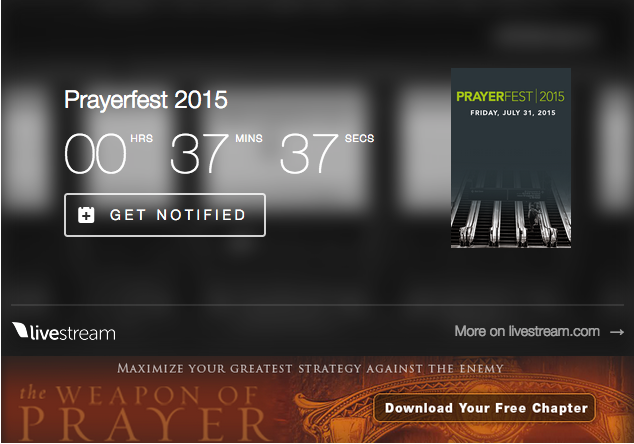 ChristChurchUSA's tweet photo. We are counting down @ #Prayerfest2015! Watch it LIVE at http://t.co/0IjLGUWNQD http://t.co/9HgofS7vCv
